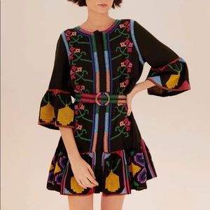 FARM Rio Black Cross Stitch Mini Dress